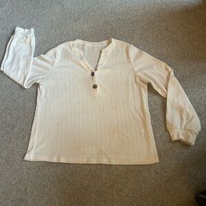 Cream Long Sleeve Henley Shirt